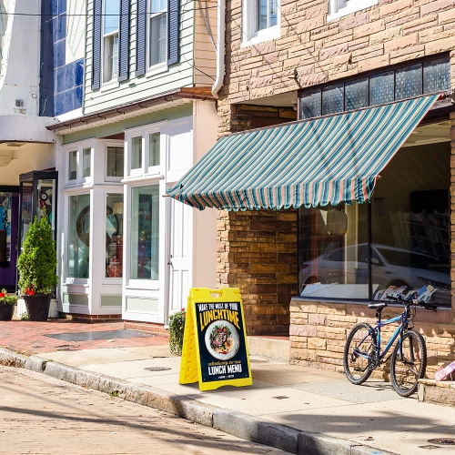 Jumbl – Panneau-annonce jaune à cadre en A pour affichage extérieur 15,7 po x 26 po, porte-affiche sur le trottoir