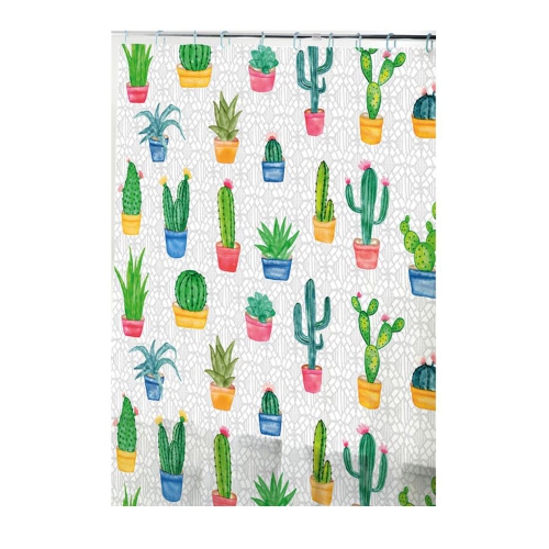 ITY International - Peva Shower Curtain, 71" x 71", Cactus Pattern