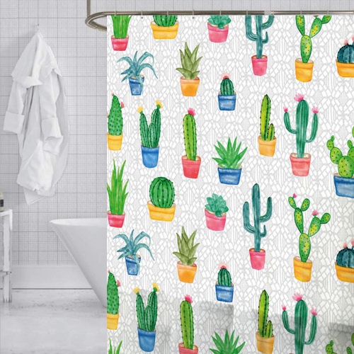 ITY International - Peva Shower Curtain, 71" x 71", Cactus Pattern