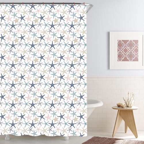 ITY International - Polyester Shower Curtain, 71" x 71", Starfish Pattern