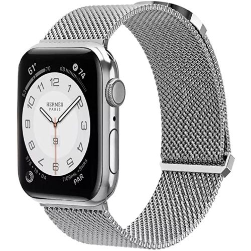 Apple Watch Series 10 / 9 / 8 / 7 / 6 / 5 / 4 / 3 / 2 / 1 / SE Adjustable Magnetic Band, Stainless Steel Mesh Replacement Strap Wristband for Men &
