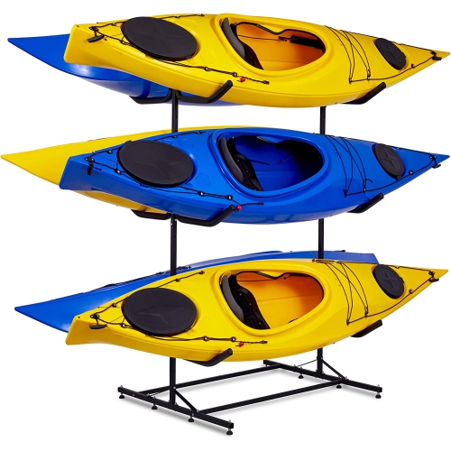 RAXGO Deluxe Freestanding Six-Kayak Storage Rack, for Indoor, Outdoor, Garage, Shed, Or Dock
