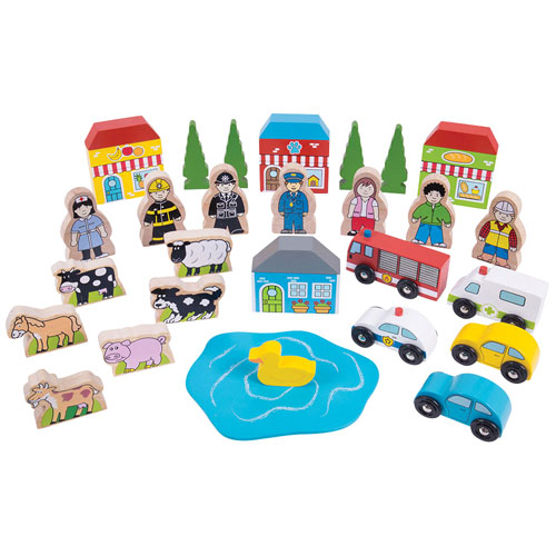 Ensemble d'accessoires de train en bois de Bigjigs Toys