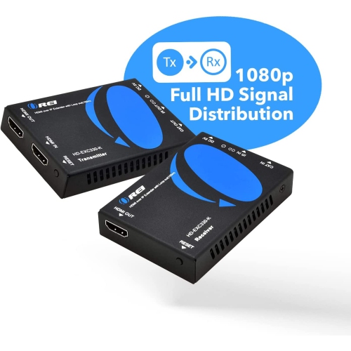 HDMI Extender Over CAT5/CAT6 by OREI with IR Upto 330 Feet - Loop Out - 1080P Full HD Signal Distribution - Over IP