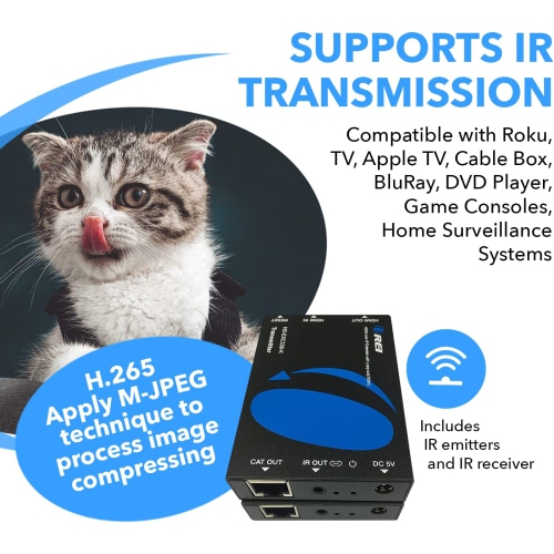 HDMI Extender Over CAT5/CAT6 by OREI with IR Upto 330 Feet - Loop Out - 1080P Full HD Signal Distribution - Over IP