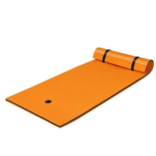 GYMAX  87" X 36" 3-Layer Floating Pad Mat Water Sports Recreation Relaxing In Orange