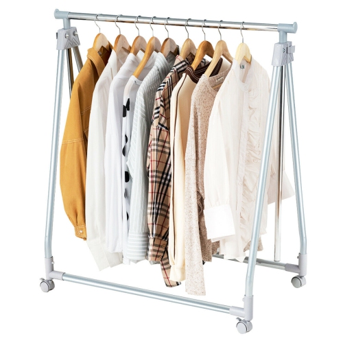 Gymax Extendable Clothing Garment Rack Heavy Duty Foldable Clothes Rack W/Hanging Rod