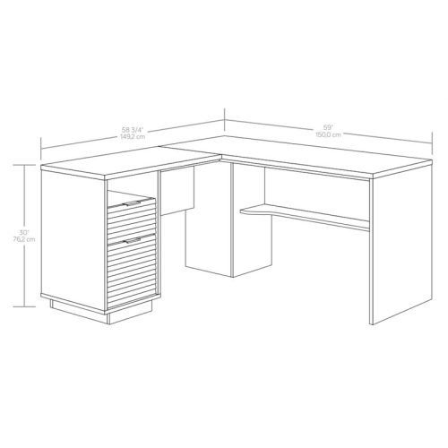 Sauder East Rock Engineered Wood L-Shaped Desk in Ashen Oak Finish