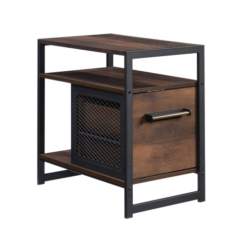 Sauder Briarbrook Engineered Wood/Metal Night Stand in Barrel Oak