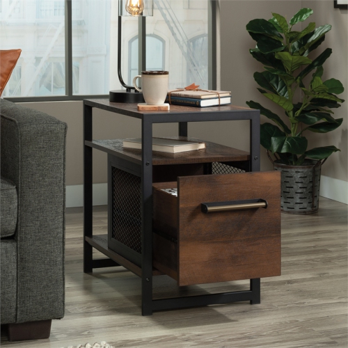 Sauder Briarbrook Engineered Wood/Metal Night Stand in Barrel Oak