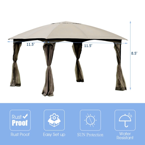 Gymax 11.5FT Patio Gazebo Canopy Tent Wedding Party Shelter Awning Mosquito Netting