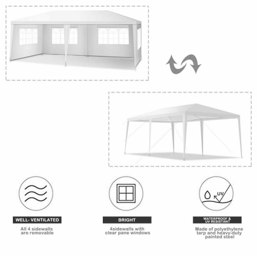 Gymax Outdoor 10'x20' Canopy Tent Heavy Duty Wedding Party Tent W/4 Sidewalls & Window