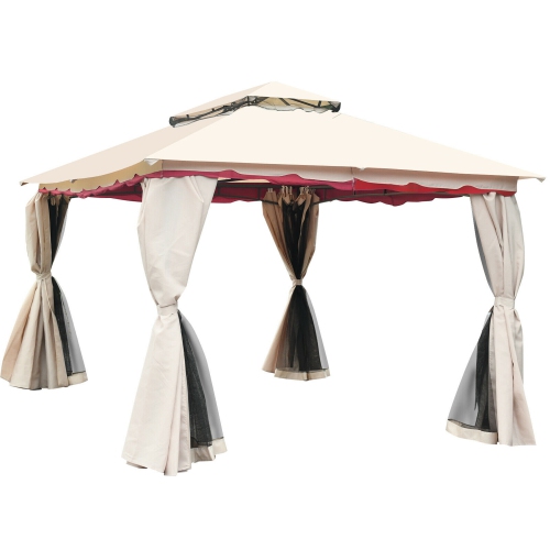 Gymax 13'x10'Outdoor Canopy Gazebo Art Steel Frame Party Patio Canopy Gazebo W/Netting