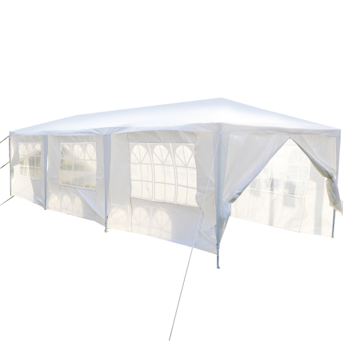 Gymax White Wedding Tent 10'x30'Outdoor Party Canopy Events