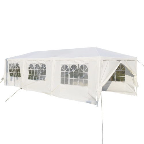 Gymax White Wedding Tent 10'x30'Outdoor Party Canopy Events