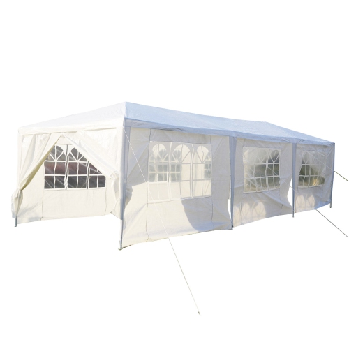Gymax White Wedding Tent 10'x30'Outdoor Party Canopy Events