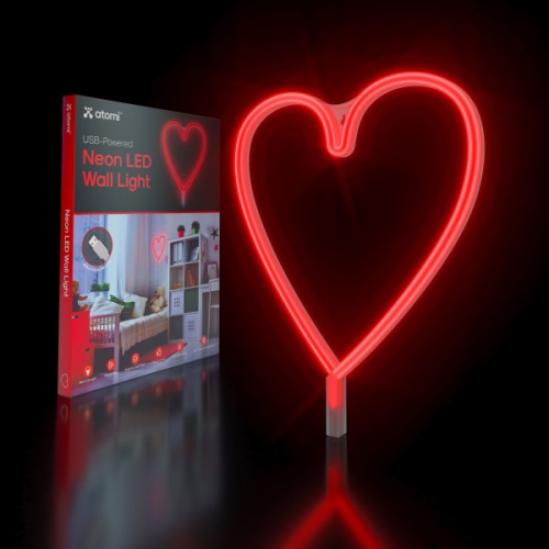 Atomi AT1406 Red Heart Neon Led Wall Light