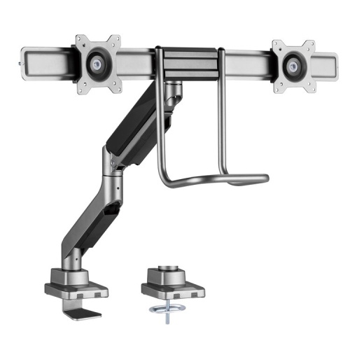 Amer Mounts - Heavy-Duty Dual-Monitor Gas Spring Monitor Arm With Handle Supports Most 17"-32" Displays - HYDRA2HANDLEBAR