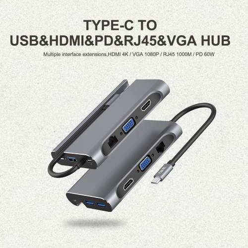 Havit 7-in-1 Type-C to USB/HDMI/PD/RJ45/VGA Multiple Interface Extensions Hub
