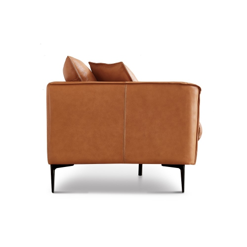 Valencia Jasper Top Grain Leather with Wooden Frame 3 Seats Sofa, Cognac Color