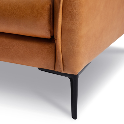 Valencia Jasper Top Grain Leather with Wooden Frame 3 Seats Sofa, Cognac Color