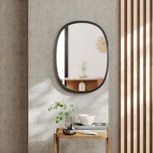 Hub 18" x 24" Oval Wall Mirror - Black
