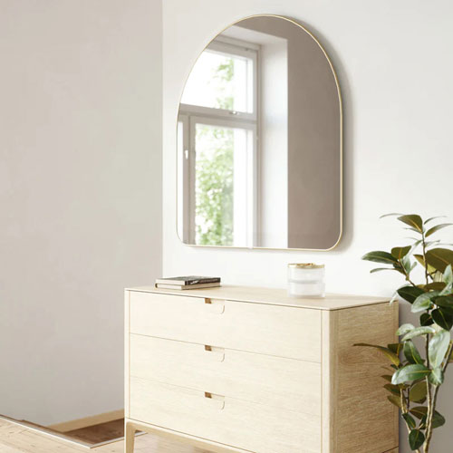 Hubba Arched 34" x 36" Wall Mirror - Brass