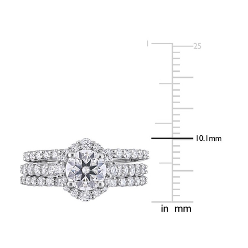 2.00 Carat Synthetic Moissanite Bridal Engagement Wedding Ring Set in Sterling Silver