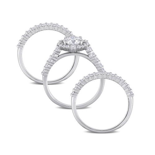 2.00 Carat Synthetic Moissanite Bridal Engagement Wedding Ring Set in Sterling Silver