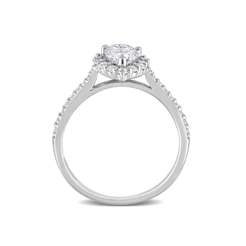 1.40 Carat Synthetic Moissanite Teardrop Halo Engagement Ring In Sterling Silver