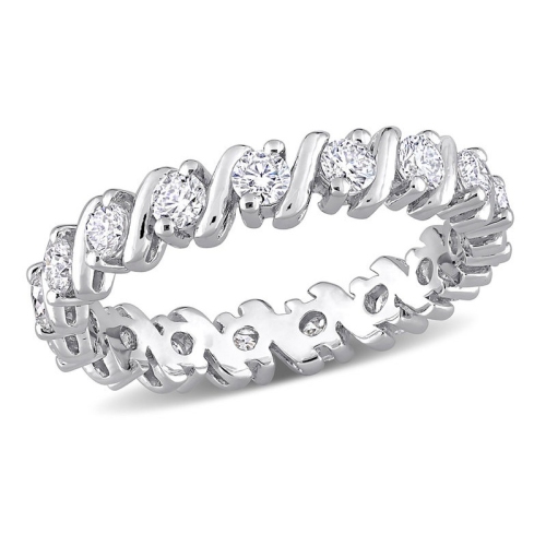 GEM AND HARMONY  1.05 Carat (Ctw) Lab-Created Moissanite Anniversary Eternity Ring Band In Sterling In Silver