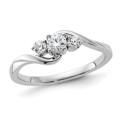 GEM AND HARMONY  1/3 Carat (Ctw Si1-Si2, G-H-I) Lab Grown Diamond Three Stone Ring In 14K Gold (Size 7) In White