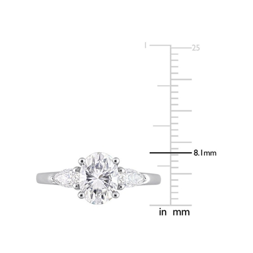 1.75 Carat Lab-Created Three-Stone Moissanite Engagement Ring in Sterling Silver