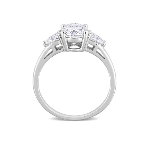 1.75 Carat Lab-Created Three-Stone Moissanite Engagement Ring in Sterling Silver