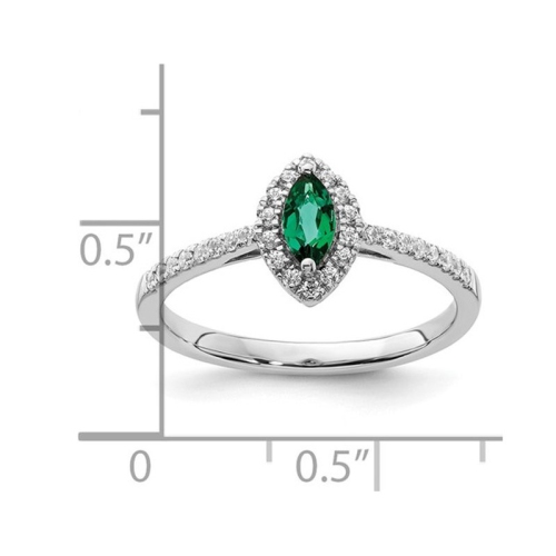 3/10 Carat Lab-Created Emerald Ring in 14K White Gold with Lab-Grown Diamonds