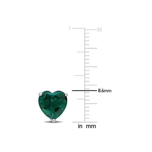 3.00 Carat Lab-Created Emerald Heart-Shape Solitaire Stud Earrings in Sterling Silver
