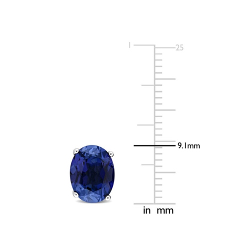 5.90 Carat Lab-Created Blue Sapphire Oval Stud Earrings in Sterling Silver