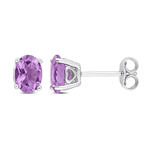 1.40 Carat Amethyst Oval Stud Earrings in Sterling Silver