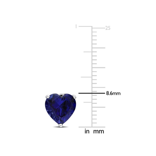 4.50 Carat Lab-Created Blue Sapphire Heart Solitaire Earrings in Sterling Silver (8mm)