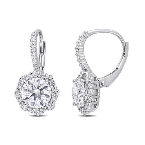 GEM AND HARMONY  3.17 Carat (Ctw) Synthetic Moissanite Drop Earrings In Sterling In Silver