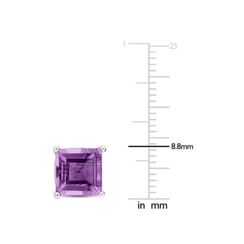 4.50 Carat Amethyst Square Solitaire Stud Earrings in Sterling Silver