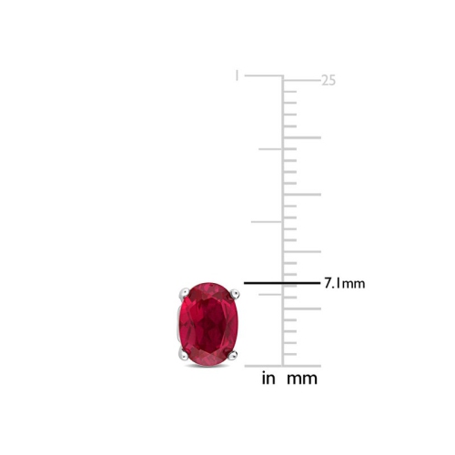 2.54 Carat Lab-Created Ruby Oval Stud Earrings in Sterling Silver
