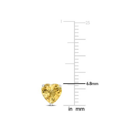 3.28 Carat Citrine Heart-Shape Solitaire Stud Earrings in Sterling Silver