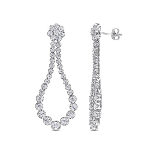 2.69 Carat Synthetic Moissanite Open Drop Earrings in Sterling Silver
