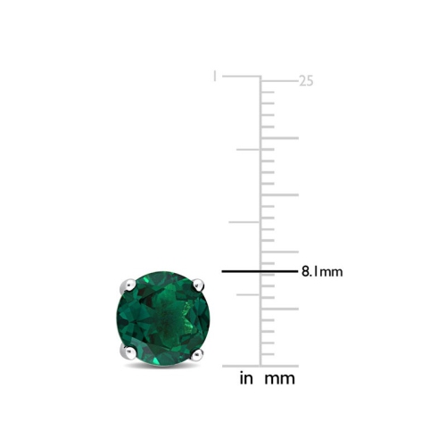 3.70 Carat Lab-Created Emerald Solitaire Stud Earrings in Sterling Silver (6mm)