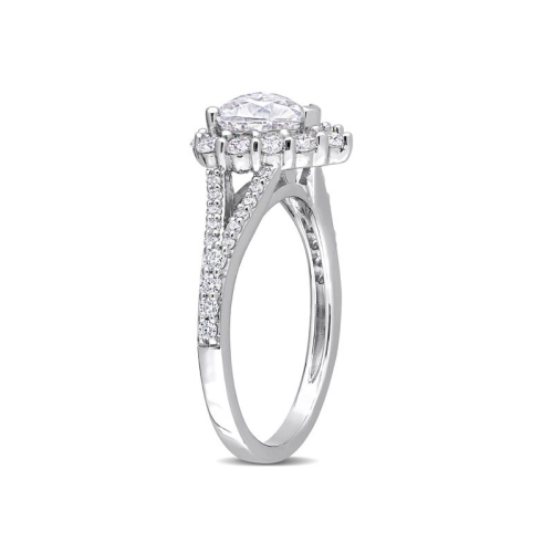 1.57 Carat Synthetic Moissanite Heart Engagement Ring in Sterling Silver