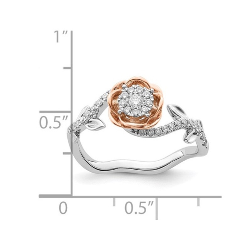 1/4 Carat Lab-Grown Diamond Flower Ring in 14K White and Rose Gold