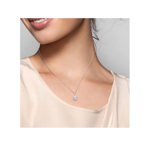 1.29 Carat Lab-Created Moissanite Teardrop Solitaire Pendant Necklace in Sterling Silver with Chain