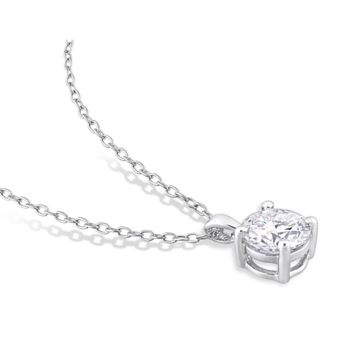 1.85 Carat Lab-Created Moissanite Solitaire Pendant Necklace in Sterling Silver with Chain (8mm)