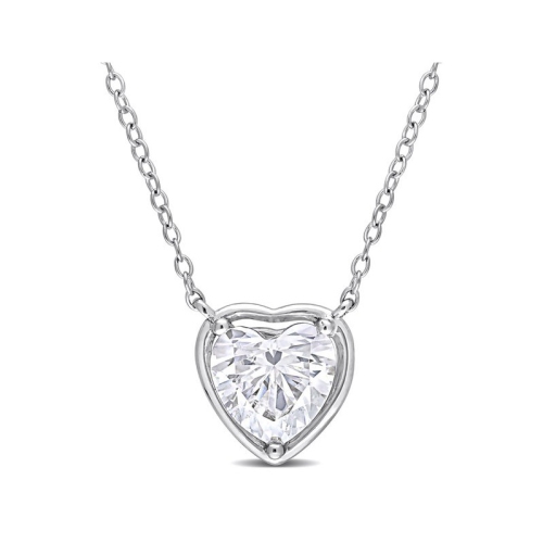 2.00 Carat Lab-Created Moissanite Heart Pendant Necklace in Sterling Silver with Chain